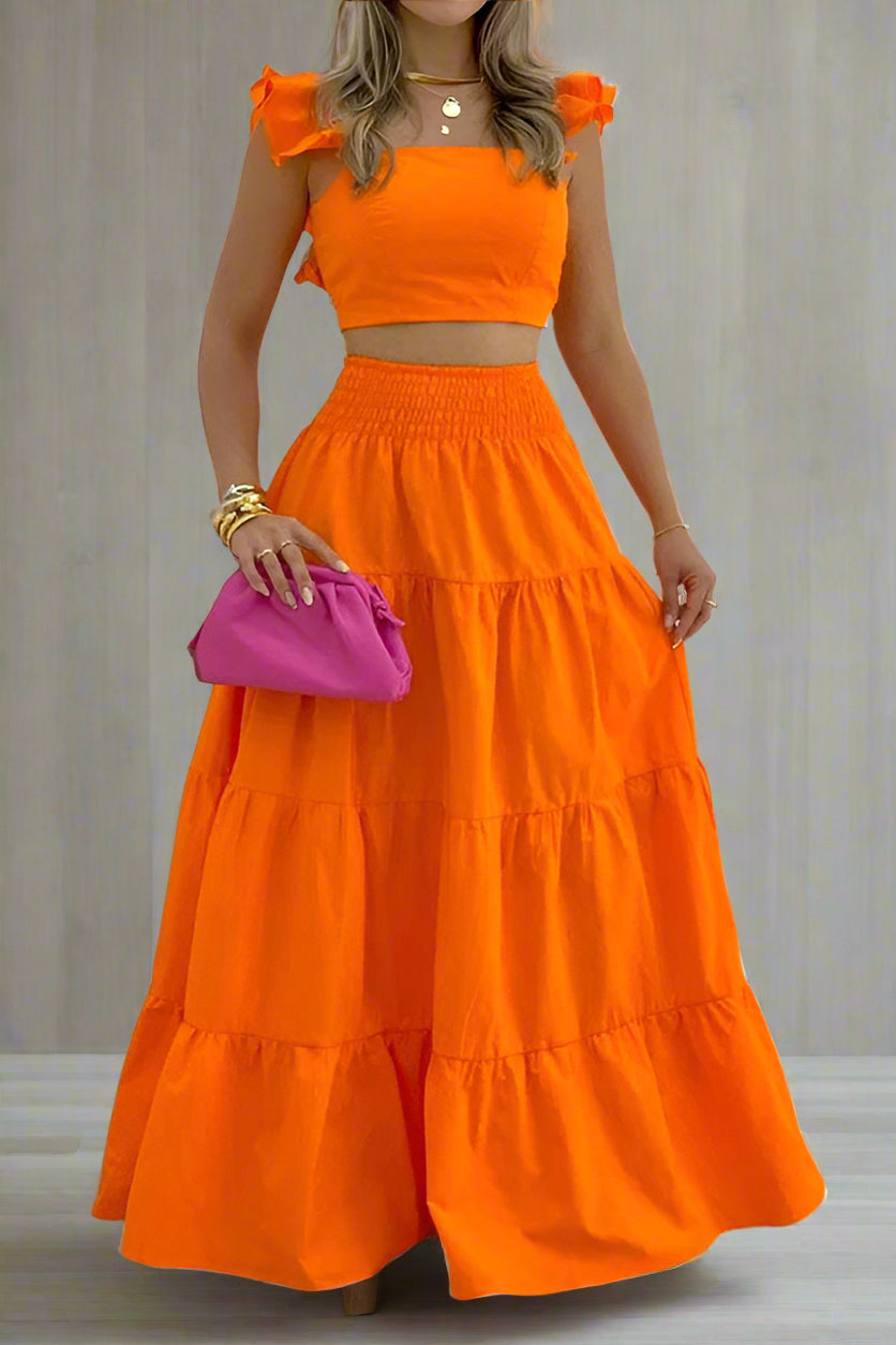 Cami Crop Top with High Waist Skirt Set