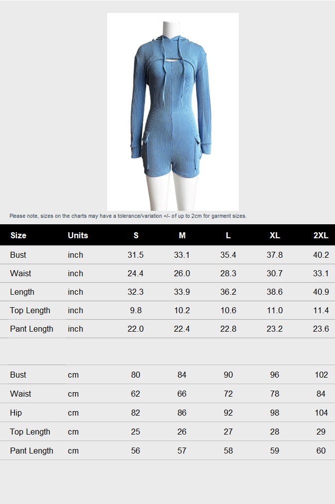 Crop Hoodie Romper Sets