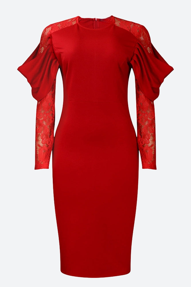 Elegant Lace Slim Fit Patchwork Sexy Dress