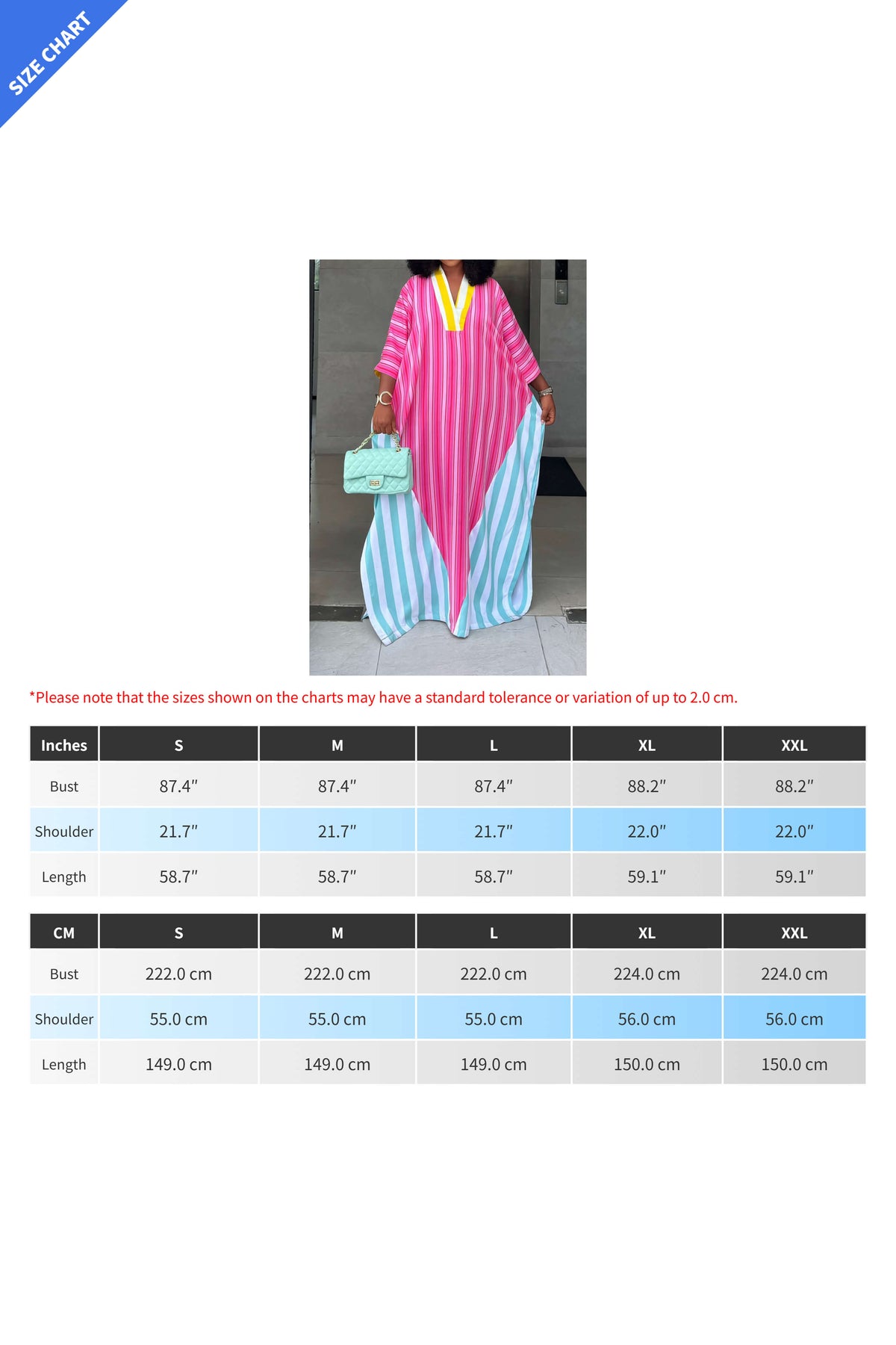 Striped Colorblock Kaftan Maxi Dress