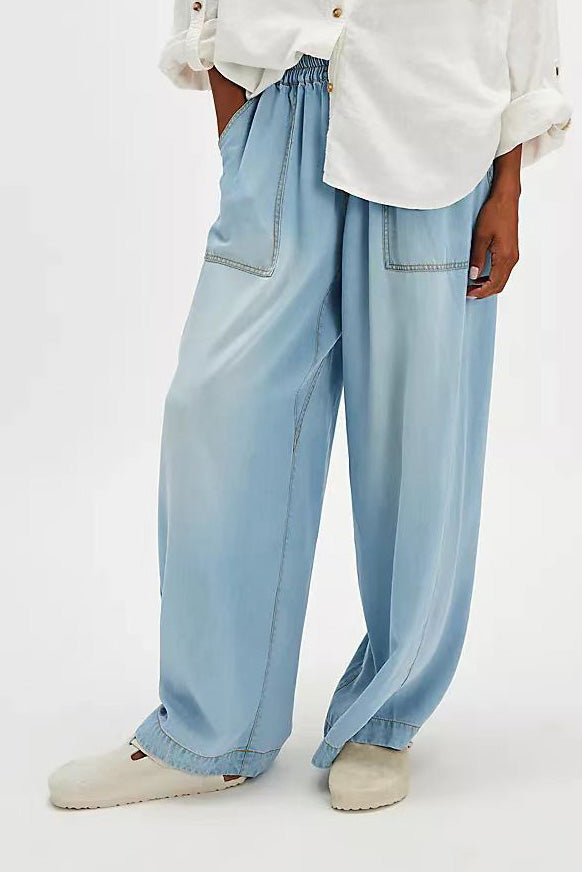 Loose Straight Leg Washed Denim Jeans Pants