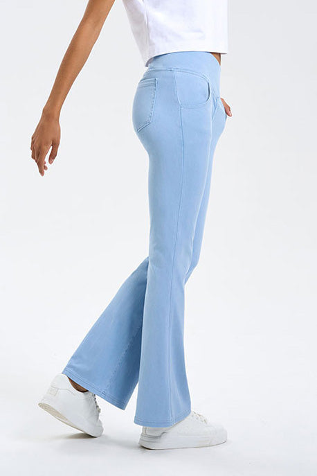High-Stretch Crossover Flare Yoga Jeans