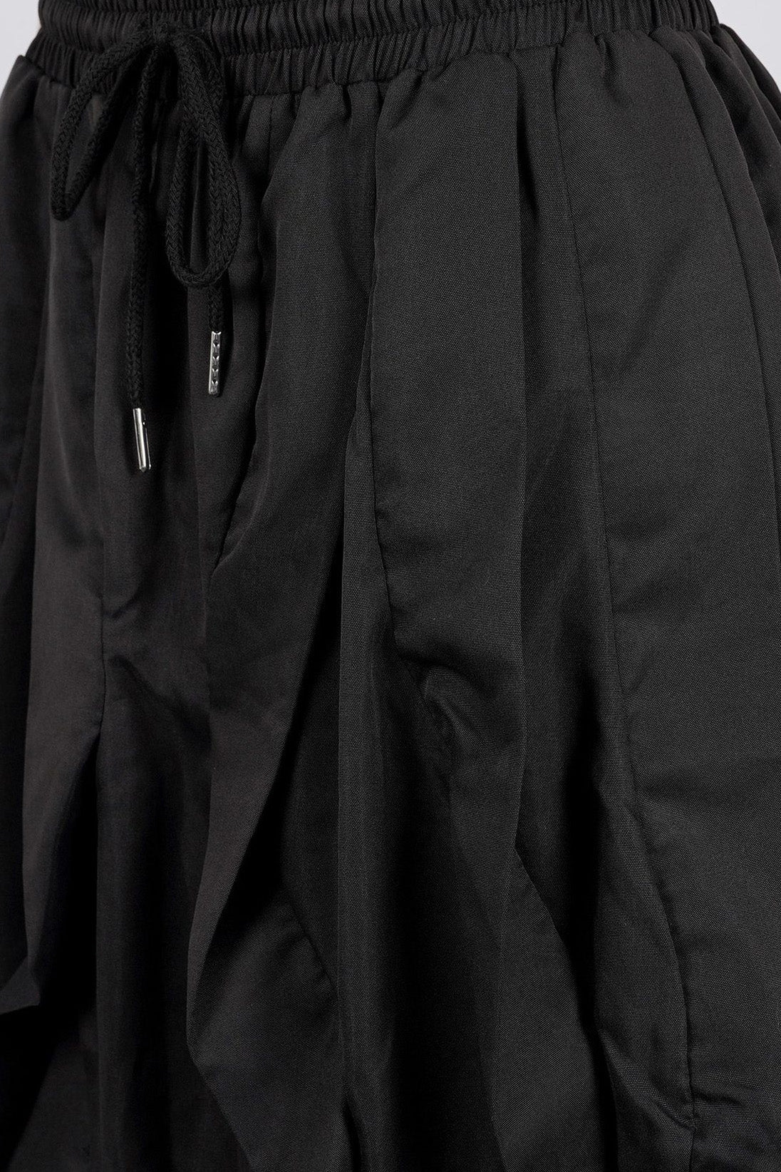 Ruched Drawstring Parachute Maxi Skirt