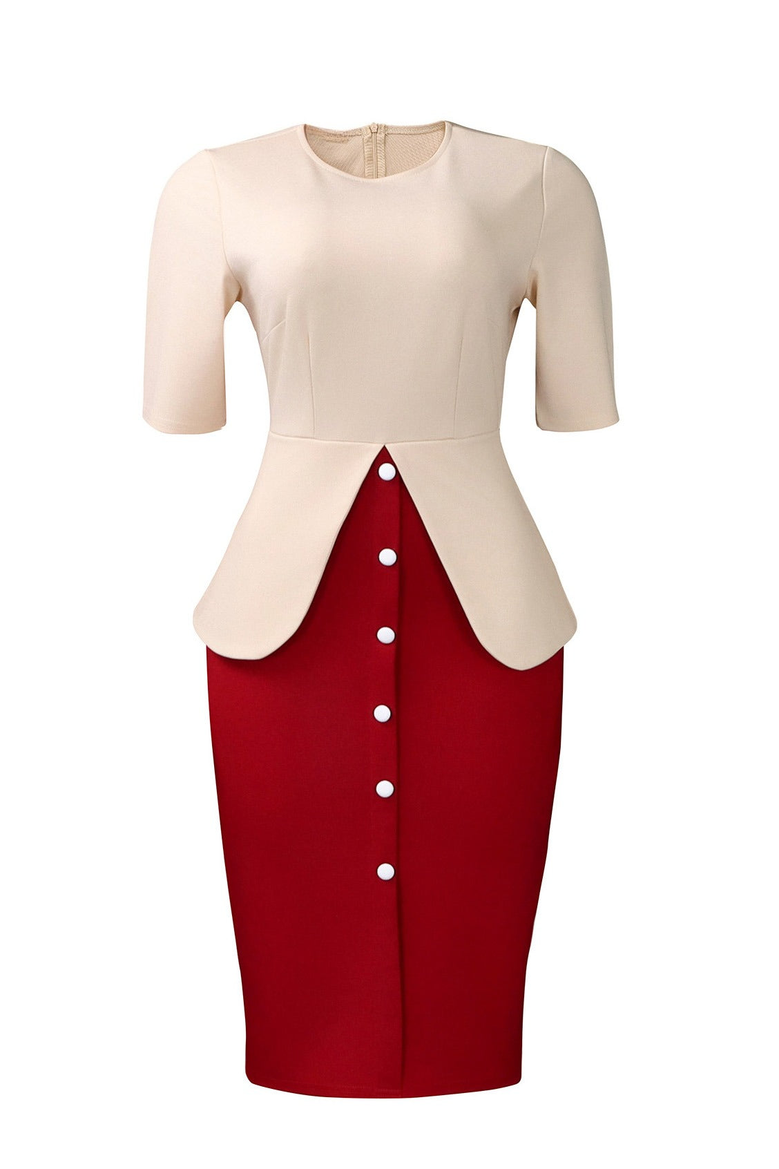 Elegant Tie-Neck Puffy Sleeve A-Line Midi Dress