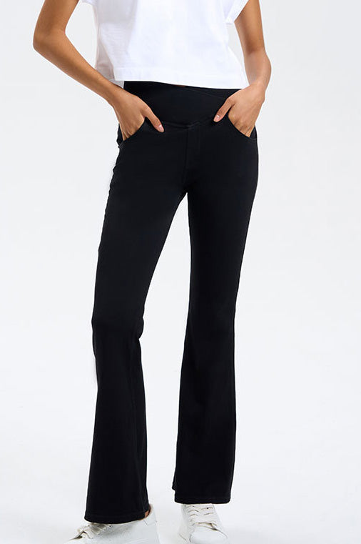 High-Stretch Crossover Flare Yoga Jeans