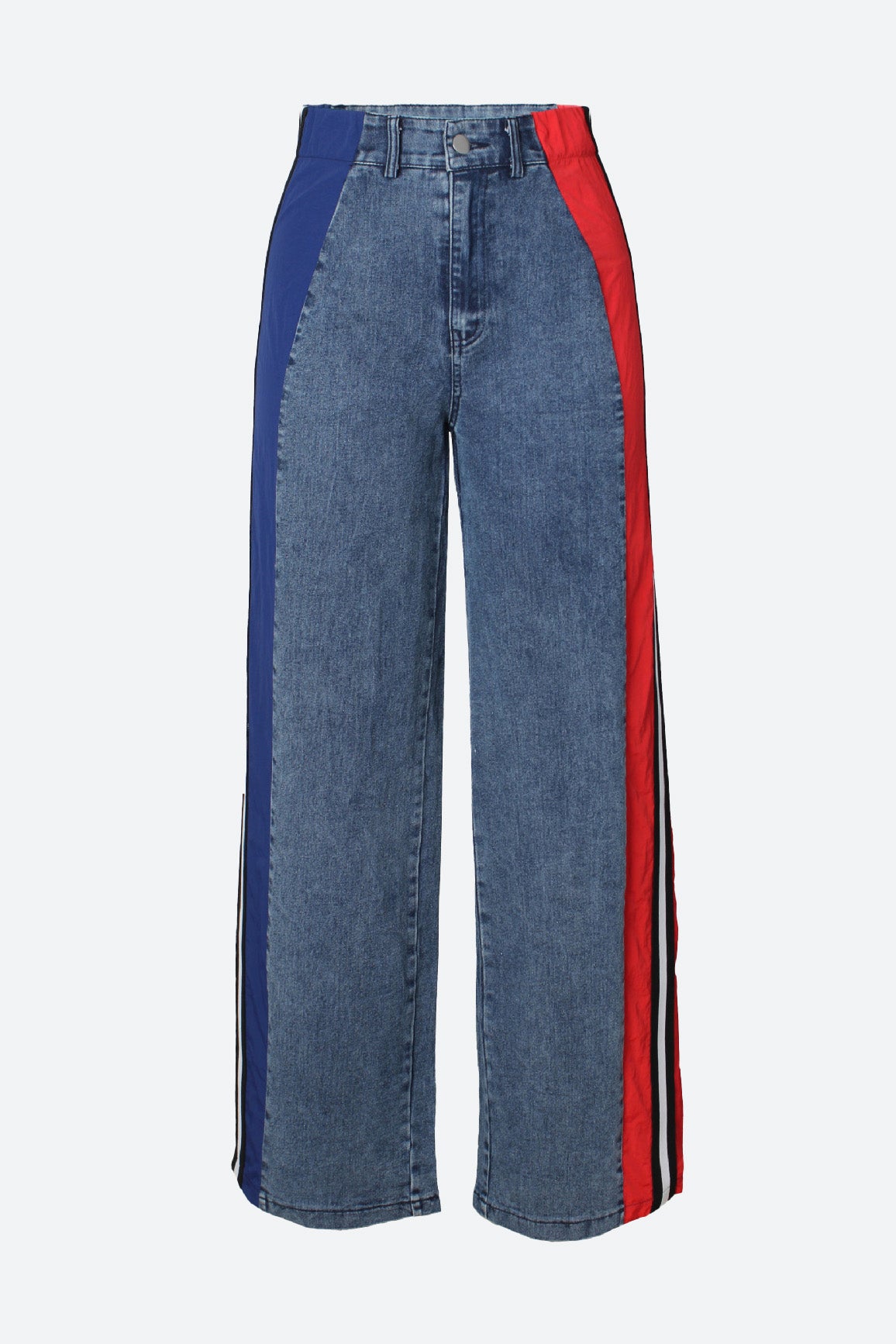 Wide Jeans with Wide Contrast Side Lines