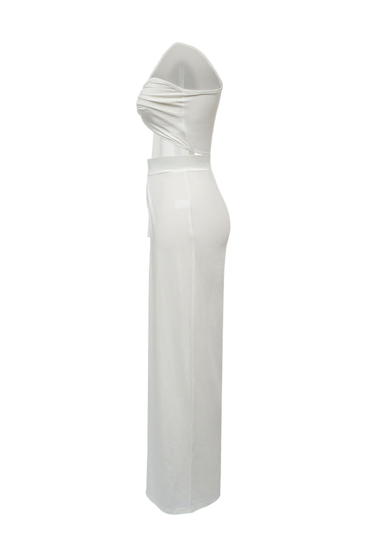 Asymmetrical Twist Crop Top & Draped Wide Leg Pant Set