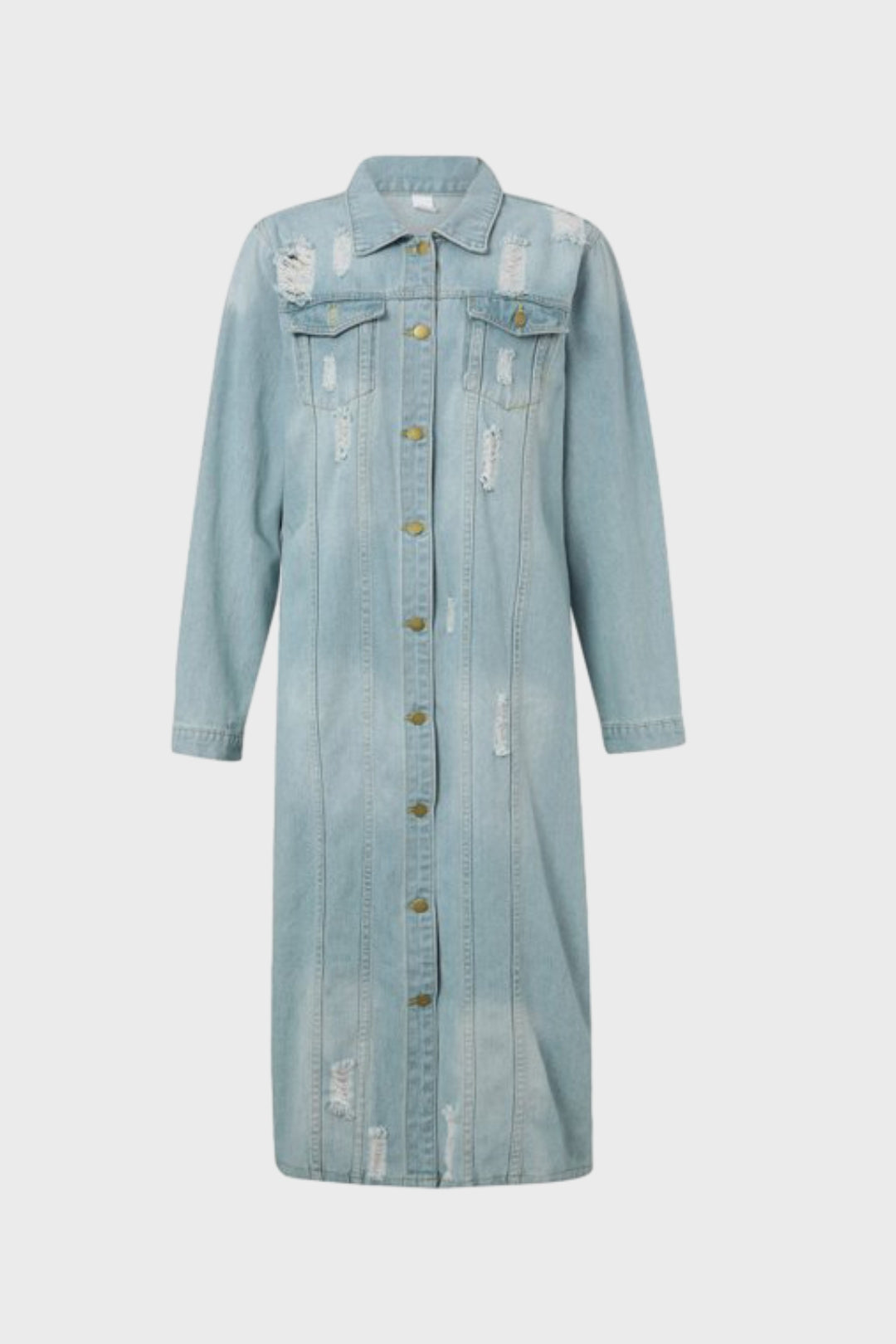 Ripped Long Denim Jacket
