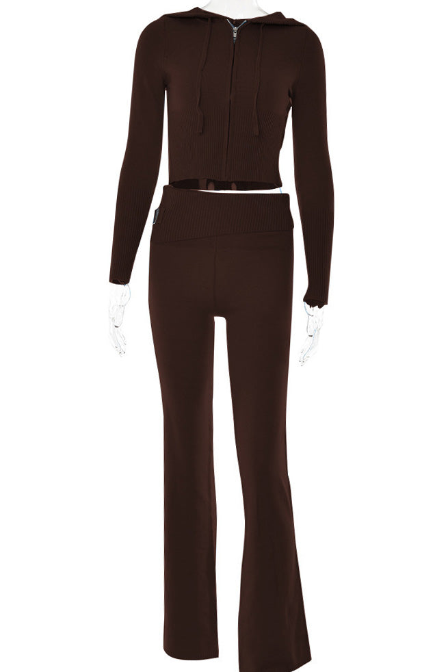 Knitted 2-Piece Tracksuit with Long Sleeve Hoodie