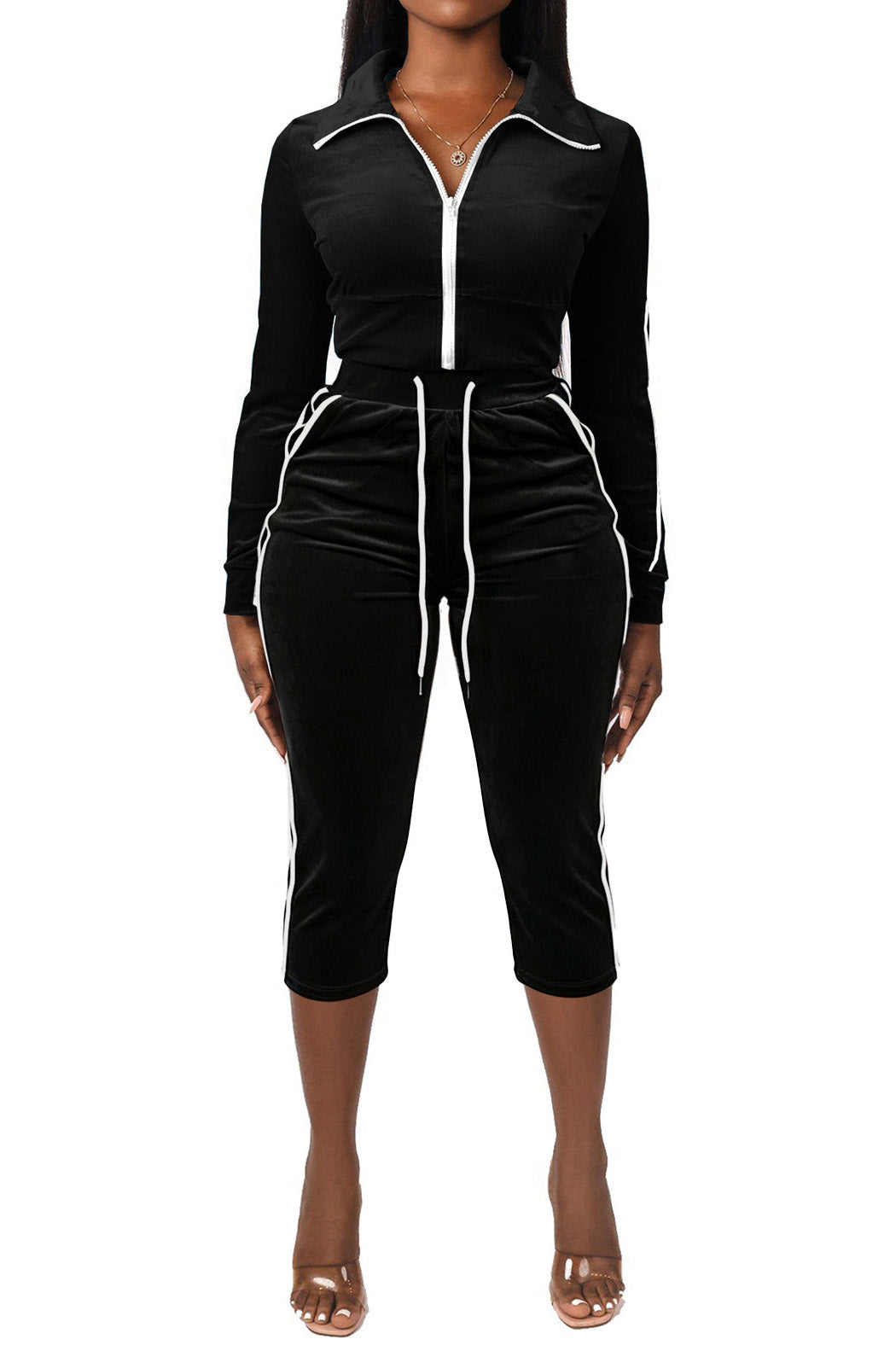 Velour 2-Piece Tracksuit Set
