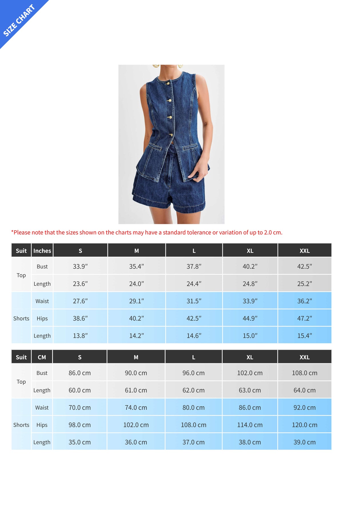 Denim Button-Up Vest & Shorts Set