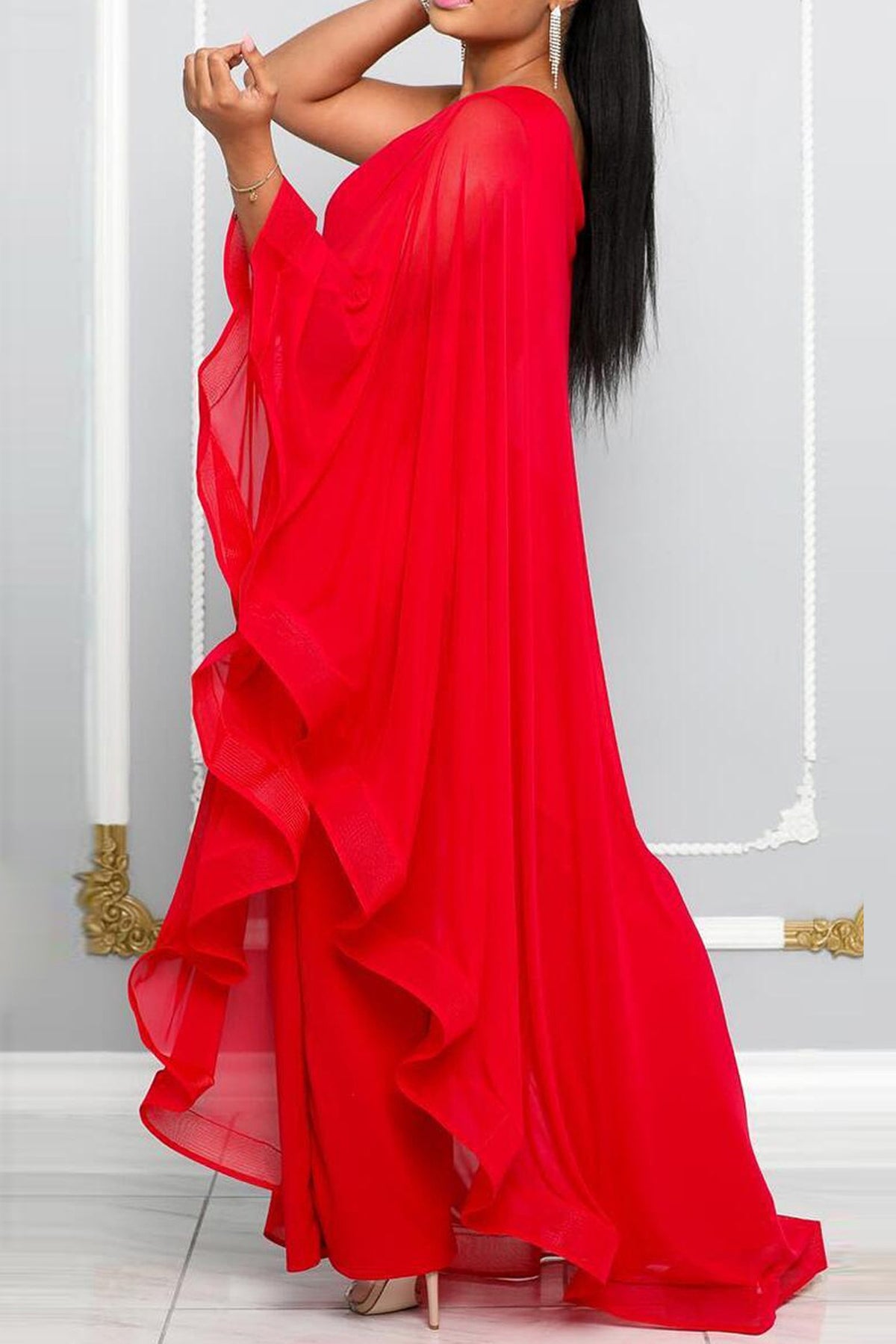 One Shoulder Batwing Jumpsuits