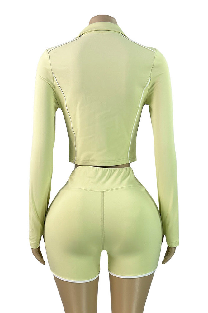 Zip-Up Thumbhole Top & Shorts Set - Sport Fit