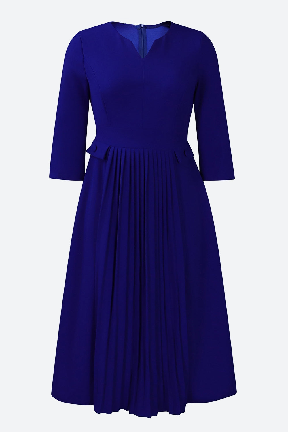 Elegant Solid Pleated Dress