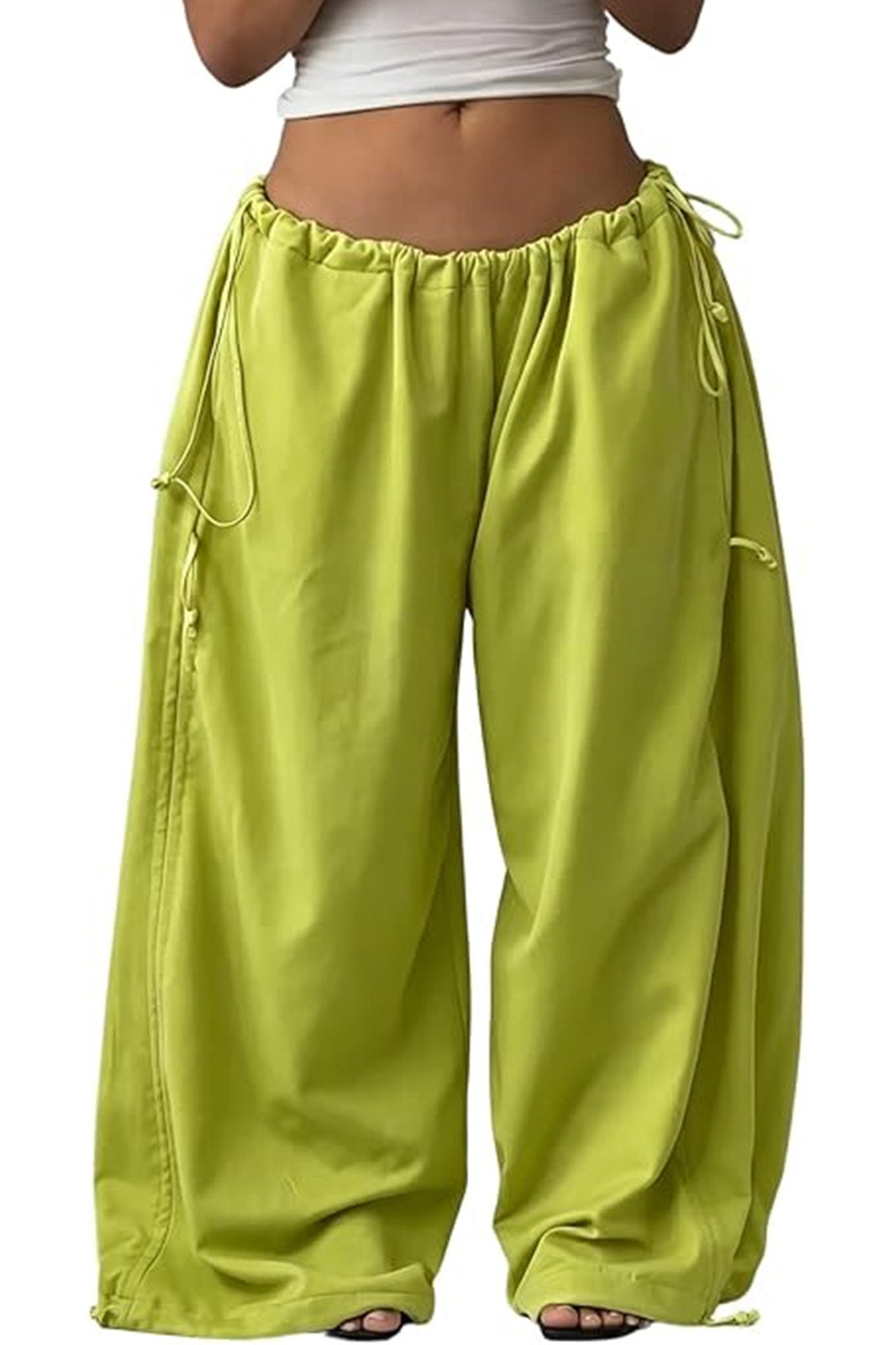 Adjustable Drawstring Baggy Parachute Pants