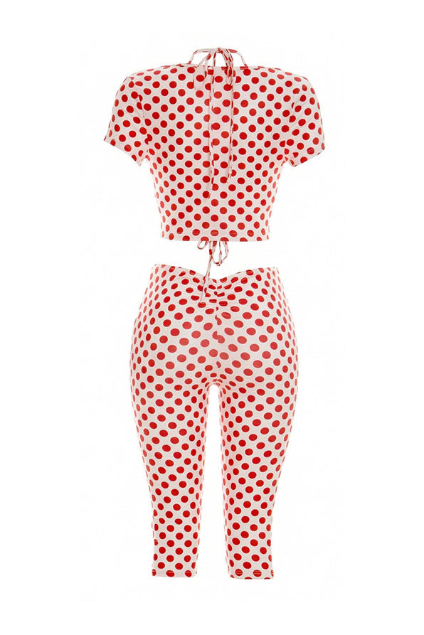 Polka Dot Cutout Capri Set