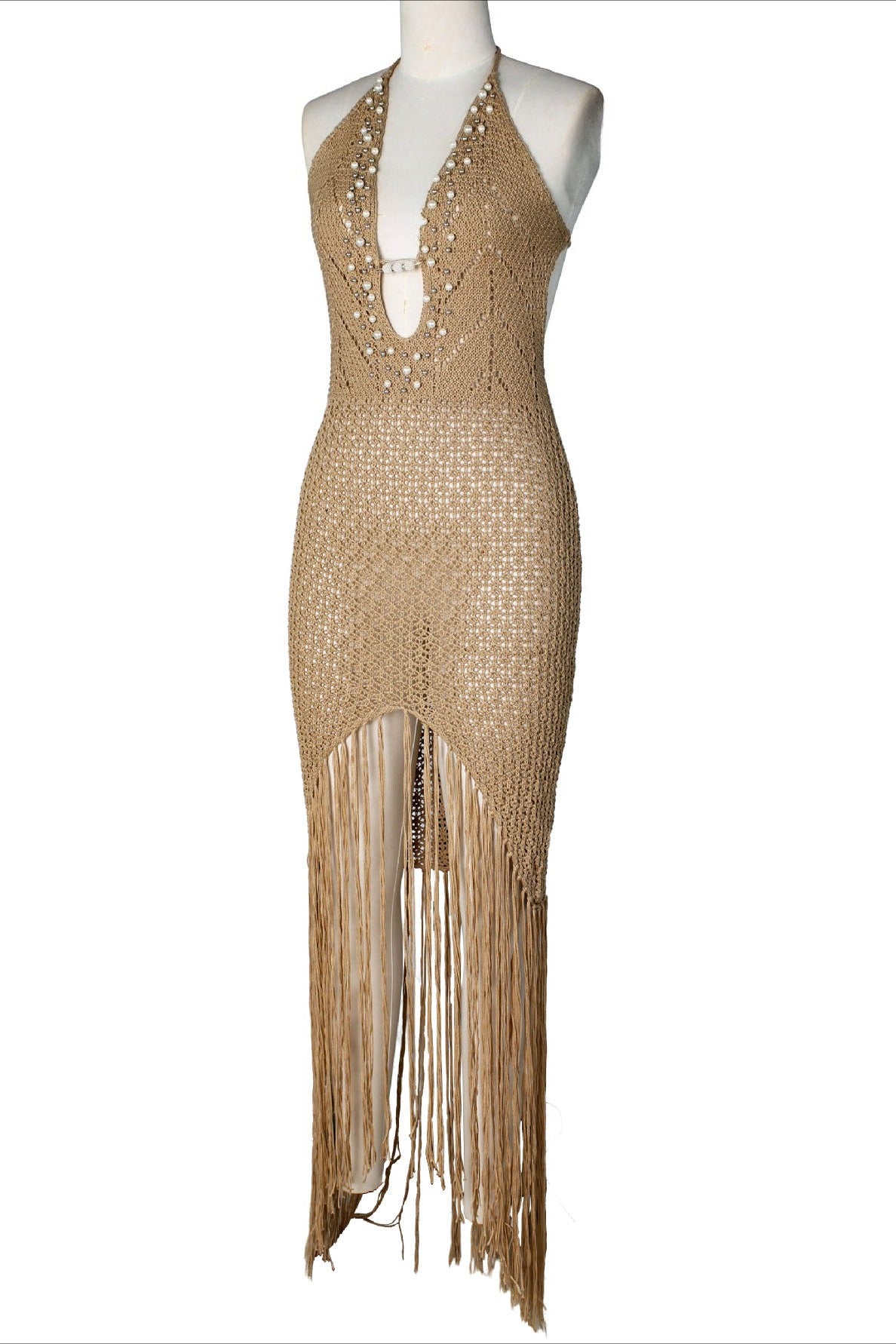 Embellished Crochet Fringe Dress