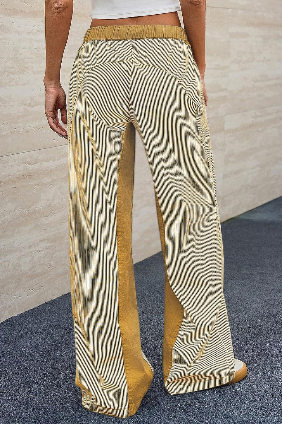 Casual Colorblock Loose Straight Pants