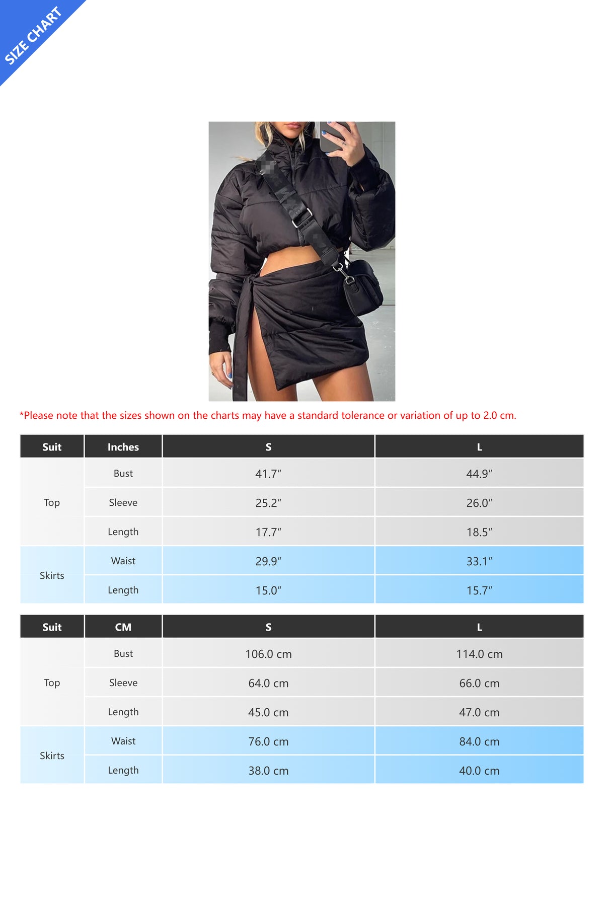 Bubble Parka Coat Mini Skirt Warm Jacket Set