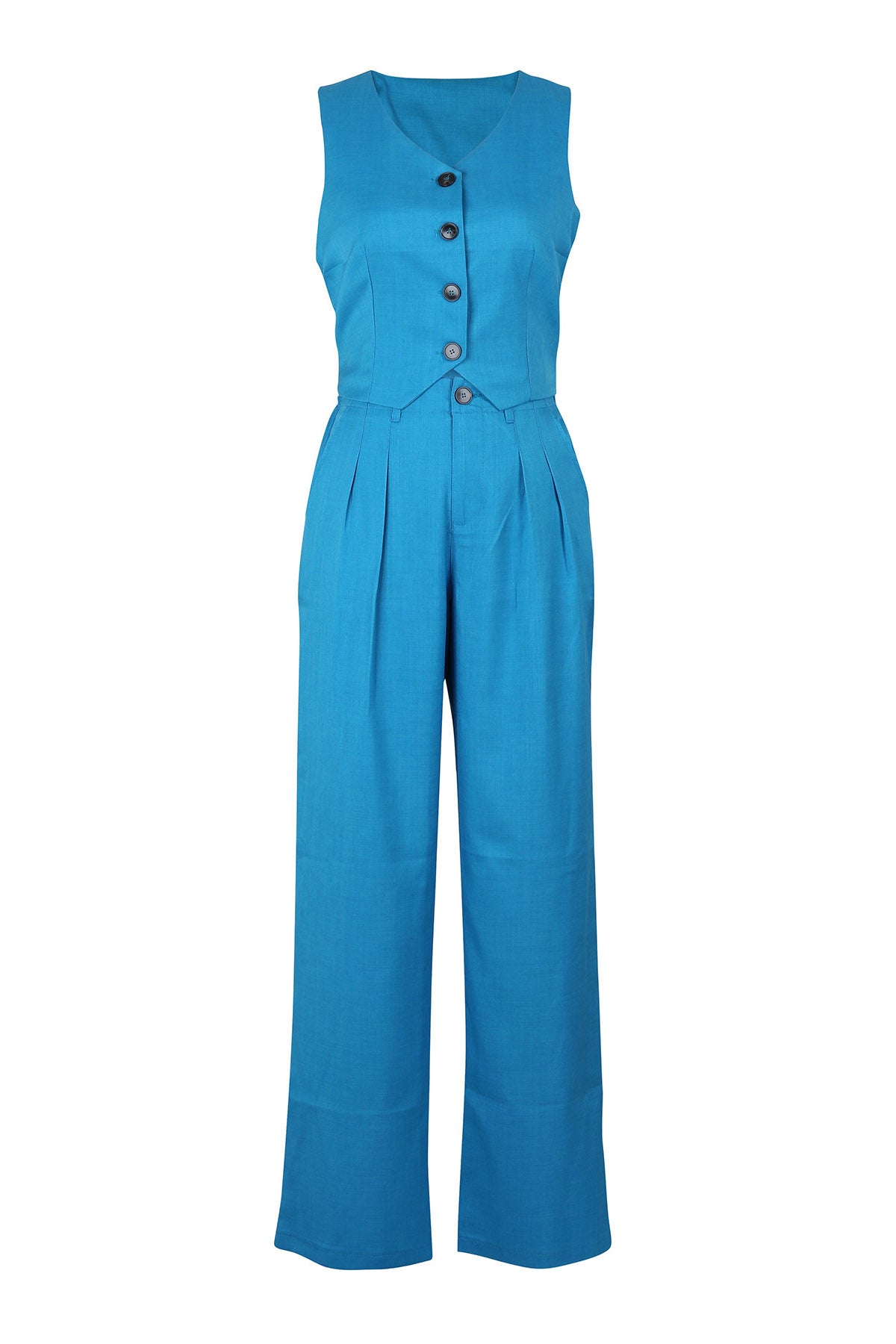 Linen Sleeveless Suit Set for Work Office