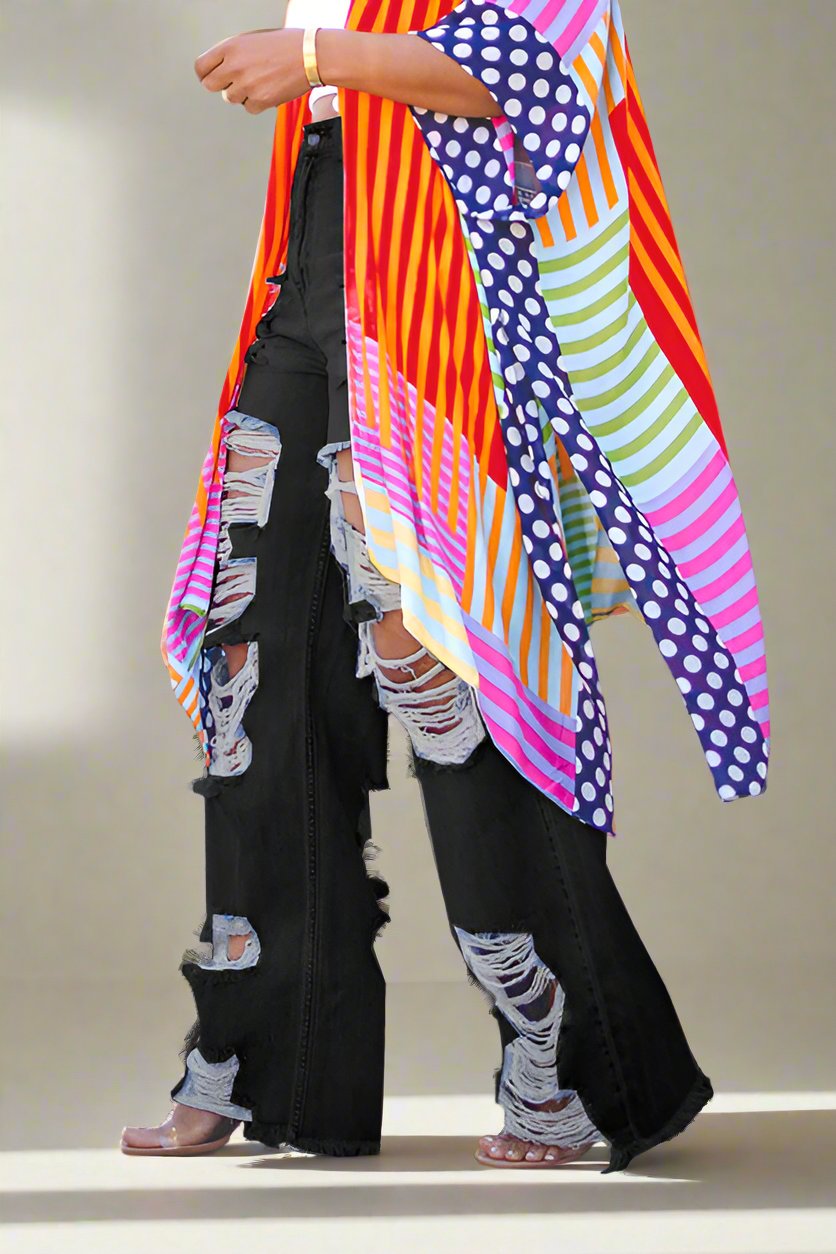 Chic Ripped Straight Leg Jeans