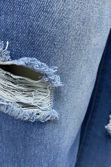 High Waist Light Washed Ripped Jeans