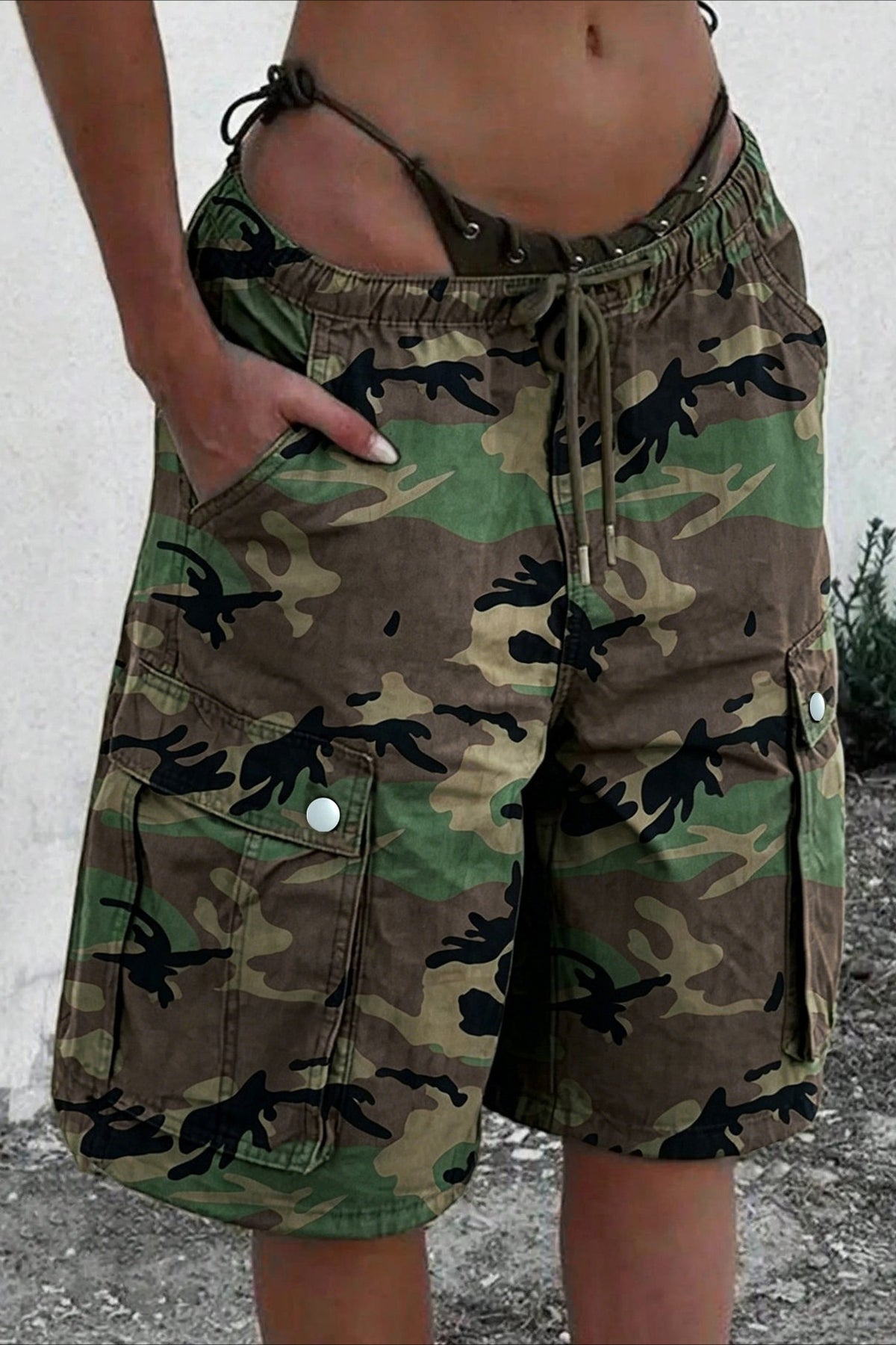 Baggy Drawstring Cargo Shorts
