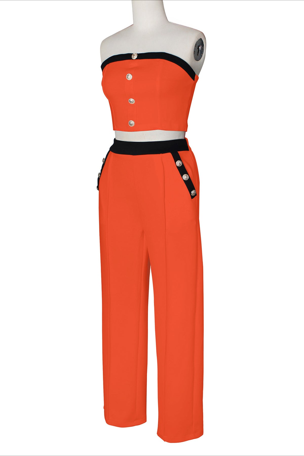 Wide-Leg Pant Suit with Wrap Detail Top