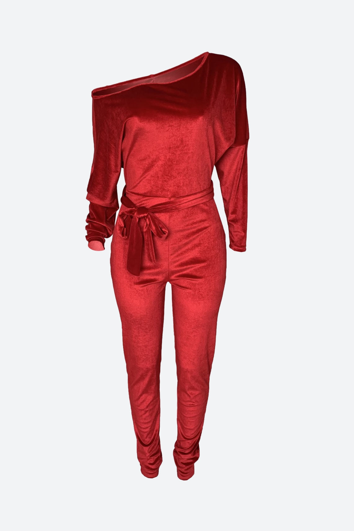 Velvet One Shoulder Jumpsuit