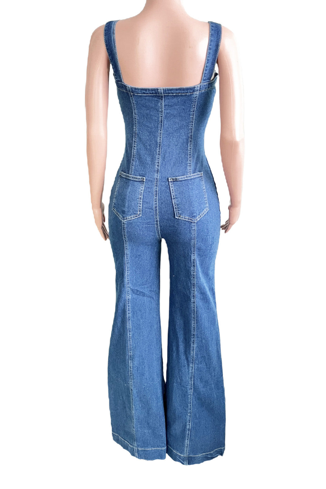 Sleeveless Denim Overall Jumpsuit