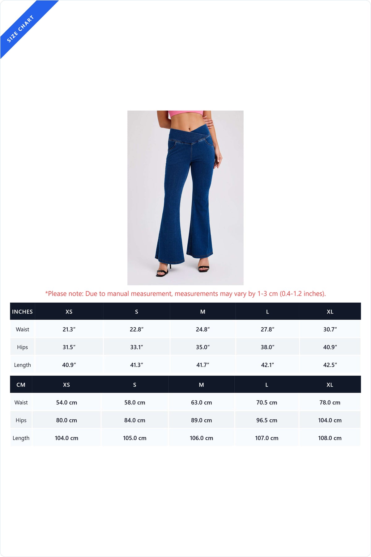 Crossover Waist Stretch Flare Jeans