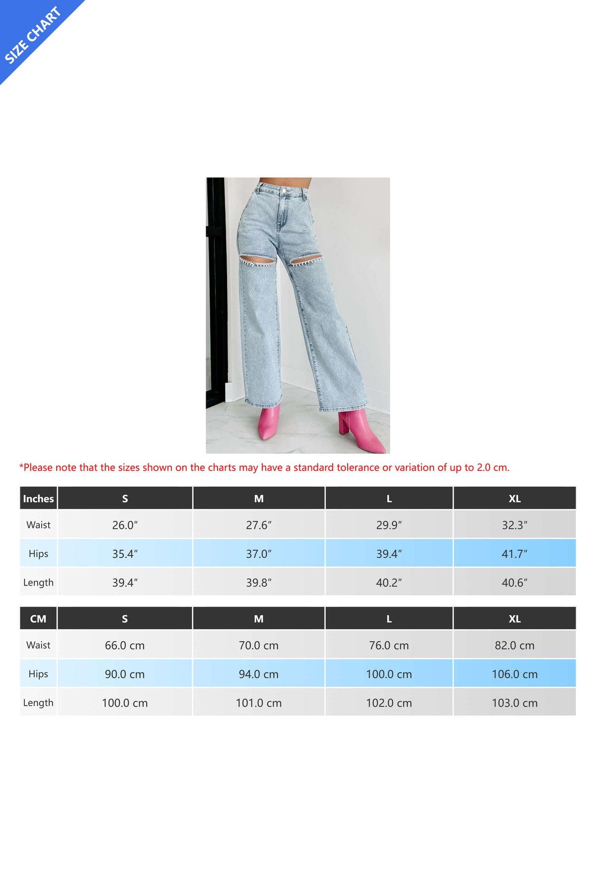 Mid Rise Crystal Slit Knee Jeans