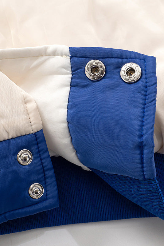Patchwork Puff Sleeve Bomber Jacket