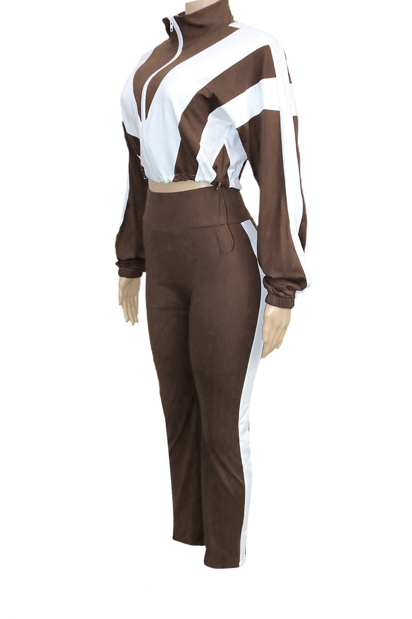 Sporty Color Block 2-Piece Tracksuit