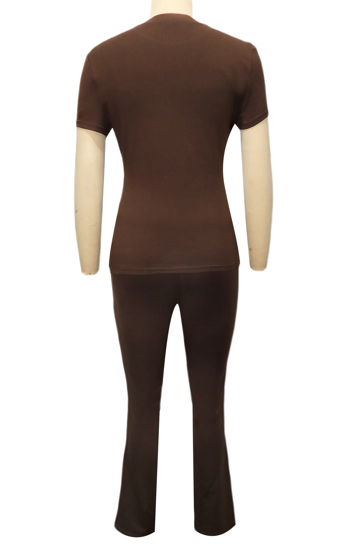 Fitted Short Sleeve Flare Pant Set