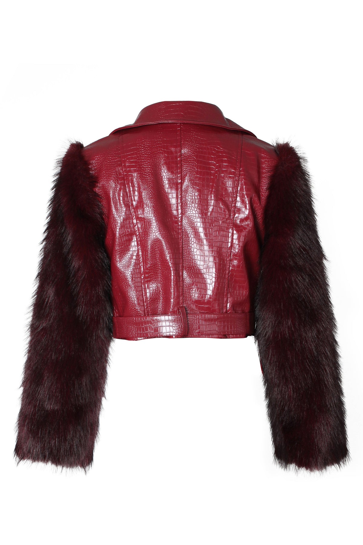 Faux Fur Trim Faux Leather Jacket