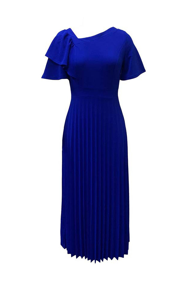 Pleated Flounce Sleeve Slim Fit Dress