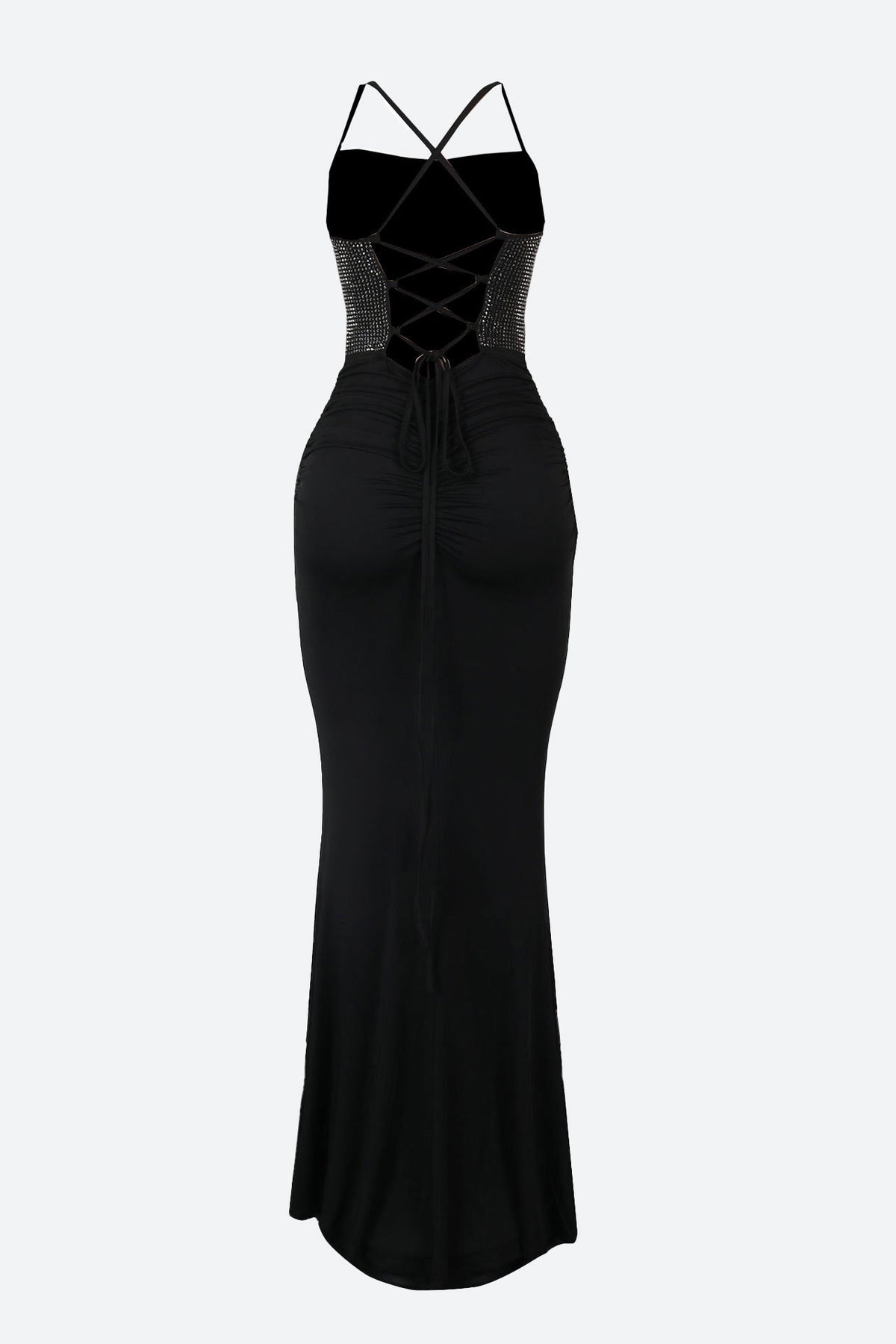 Rhinestone Lace-Up Cutout Mermaid Dress