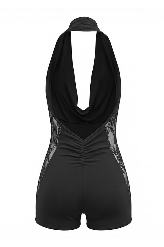 Sexy Halter Cowl Neck Lace Romper