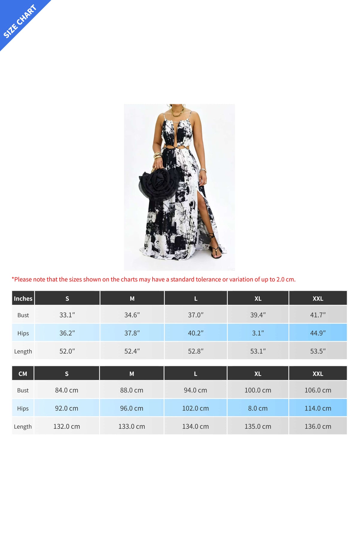 Abstract Print Cutout Slit Maxi Dress