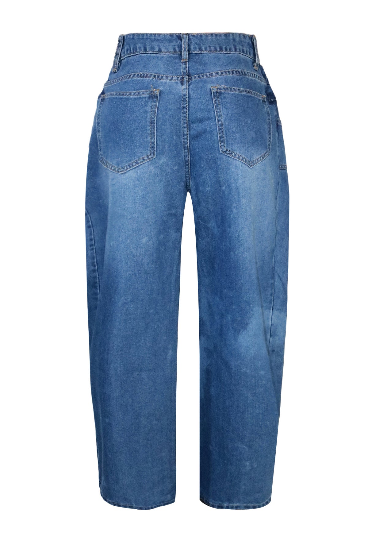 Curved Seam Barrel Leg Jeans