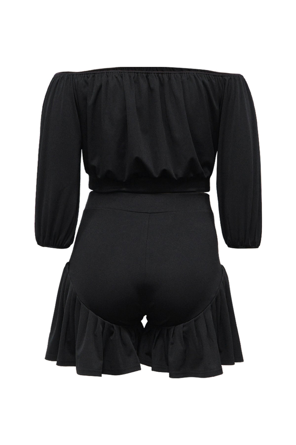 2-Piece Off-Shoulder Ruffle Shorts Set