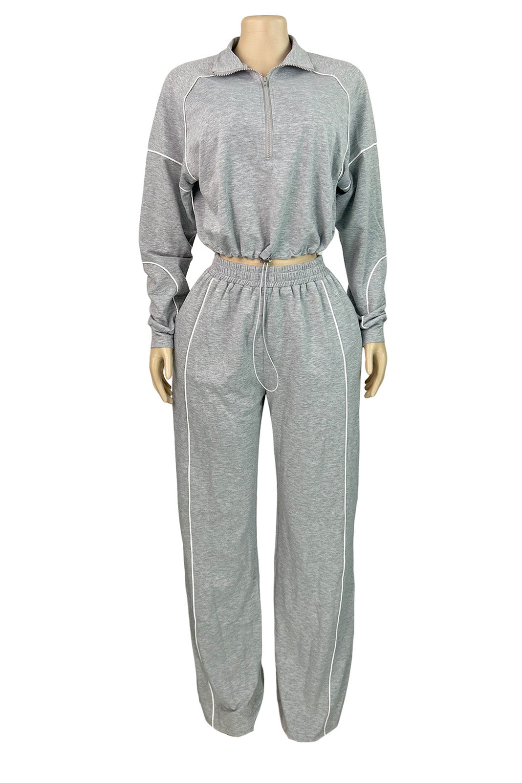 Half-Zip Sweatshirt & Wide Leg Pants Set