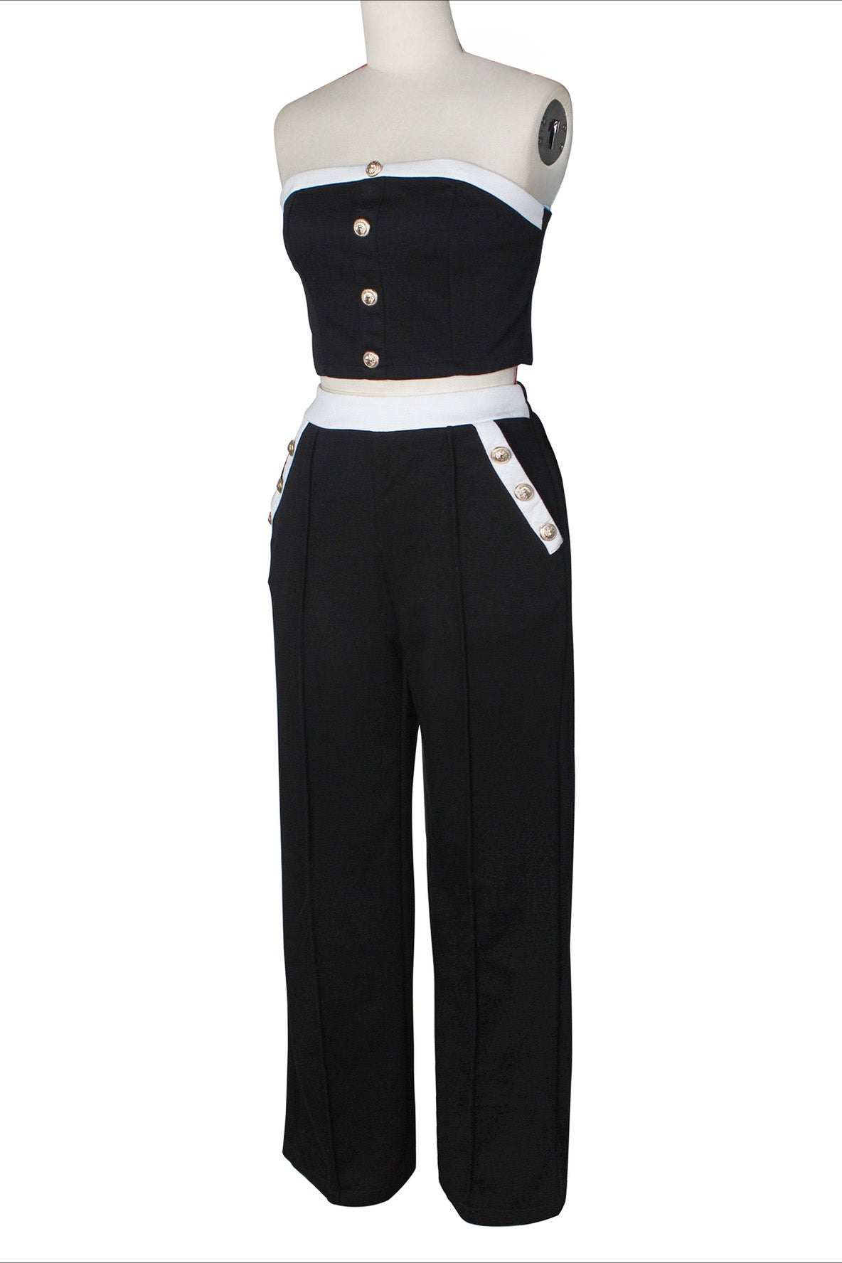 Wide-Leg Pant Suit with Wrap Detail Top