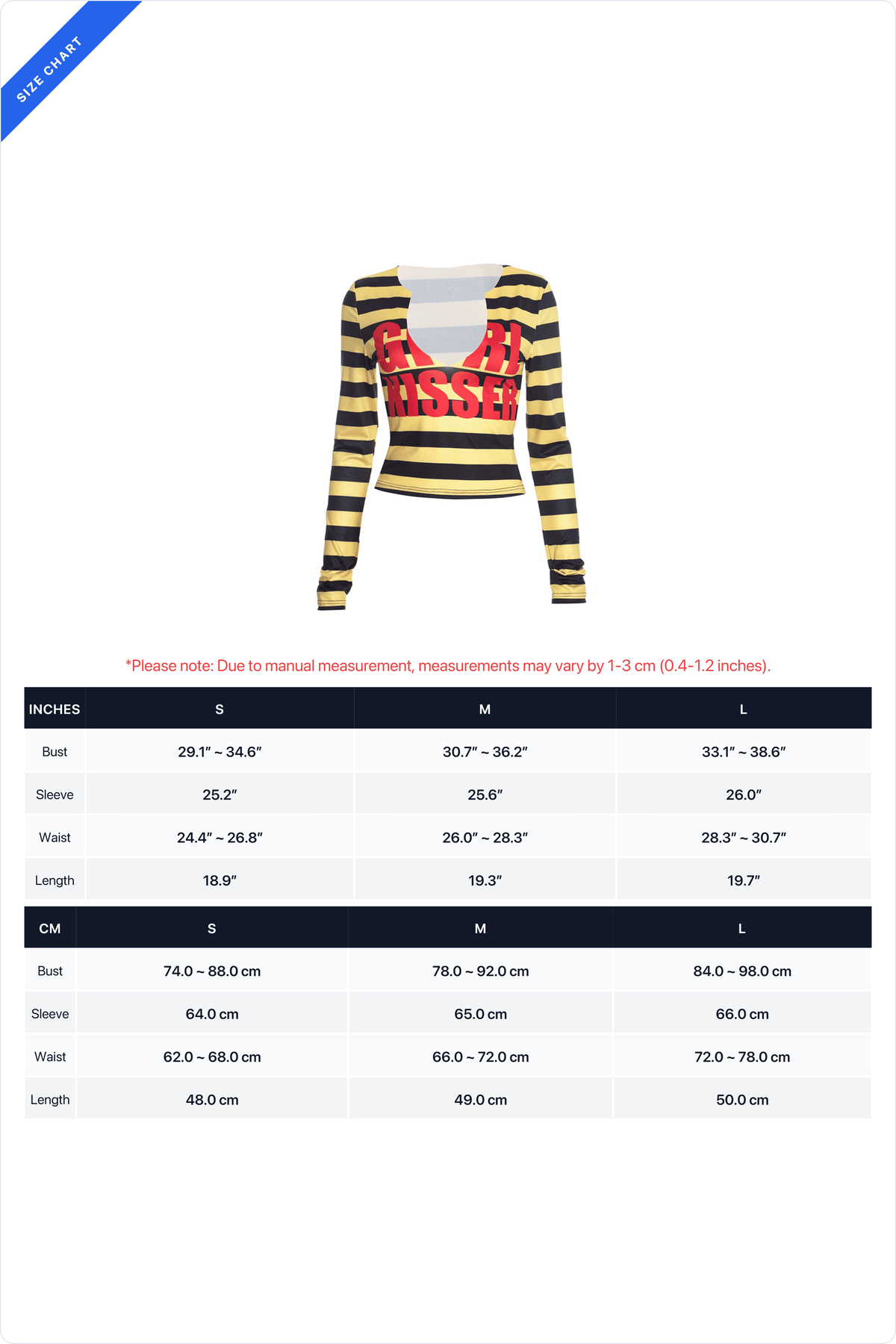 Striped Graphic V-Neck Long-Sleeve Crop Top