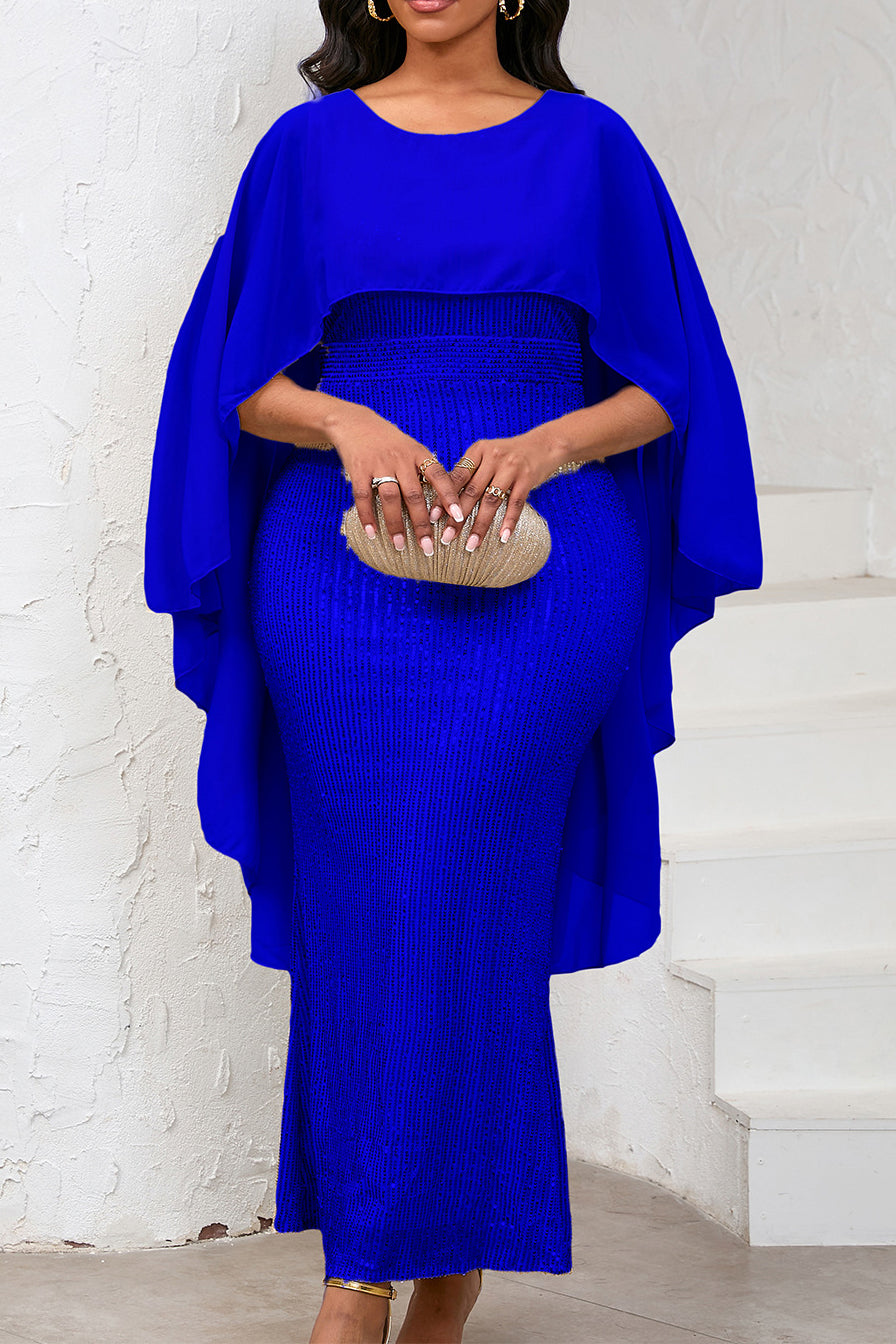 Sequin Three Quarter Length Sleeve Dress