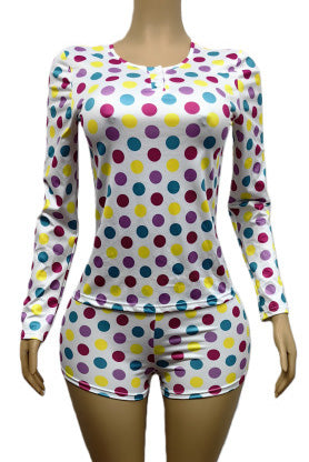 Polka Dot Long Sleeve Bodycon Romper