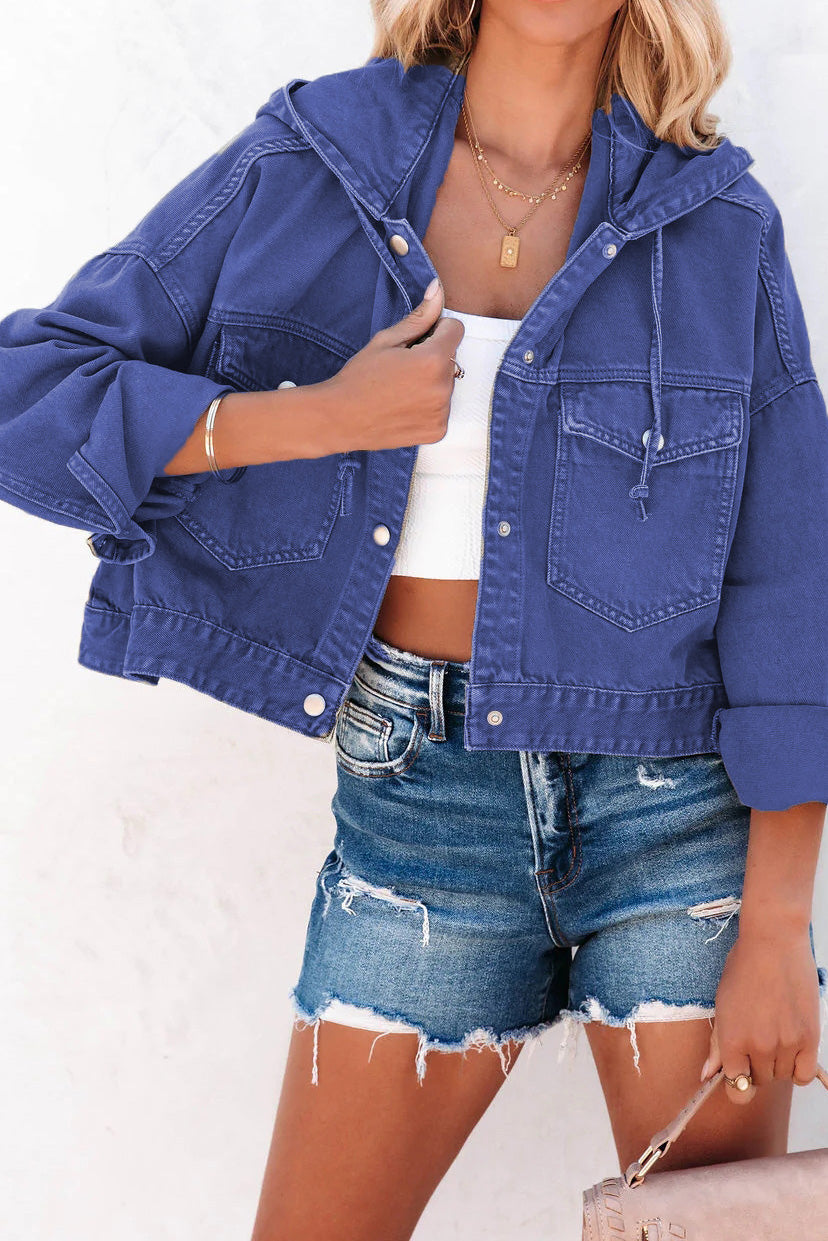 Loose Fit Hooded Denim Jacket