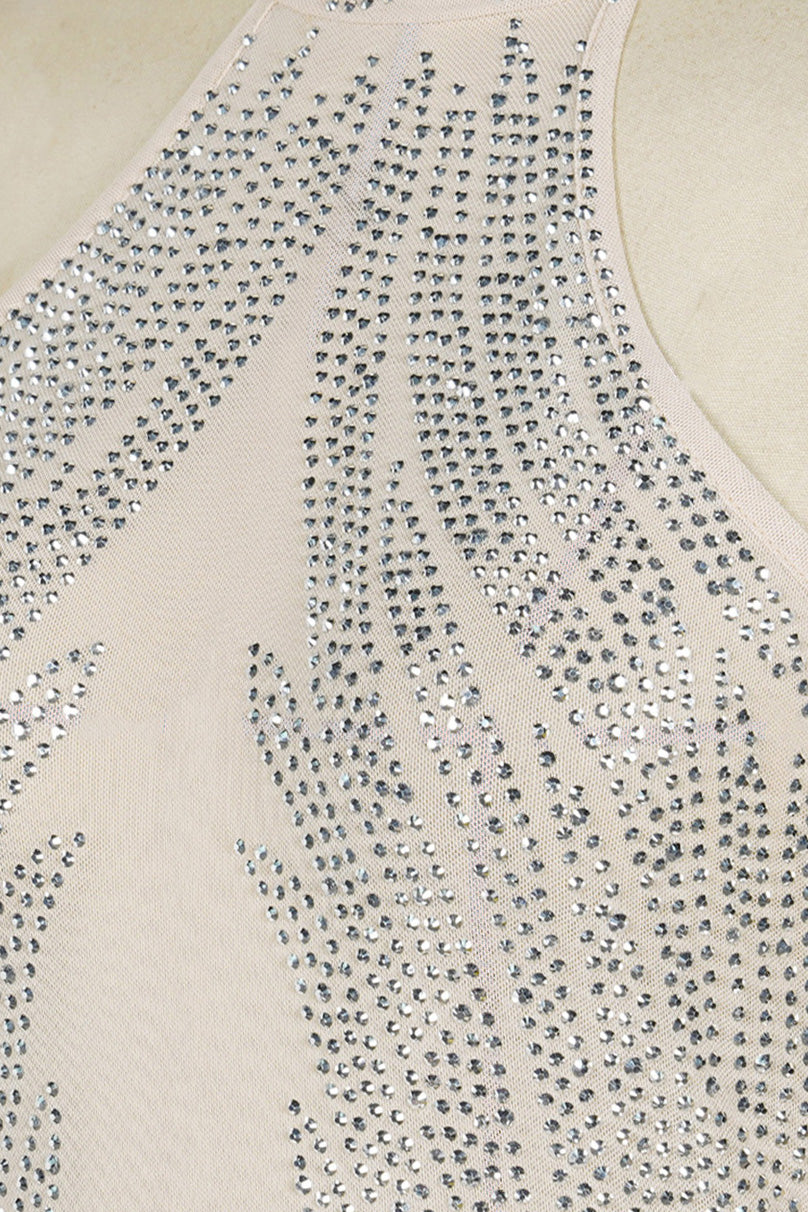 Sheer Silver Illusion Halter Maxi Gown