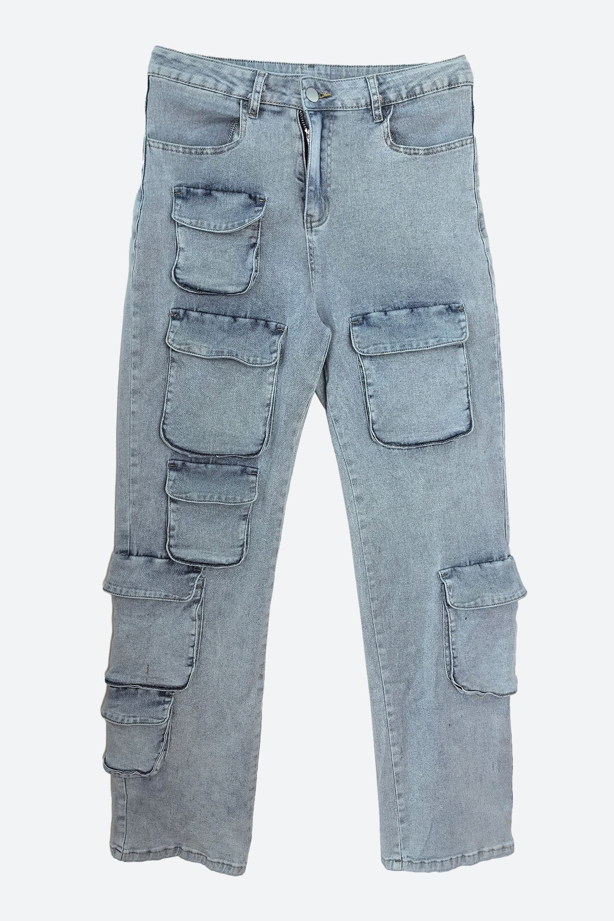 Multi-pocket Straight Washable Cargo Jeans